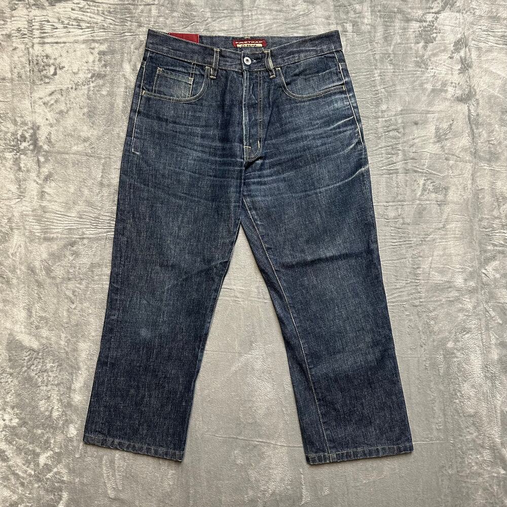Firetrap Cropped Straight Jeans Men's Size 32 Blue Dark‎ Button Fly *Hemmed*
